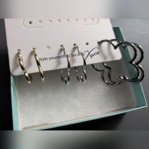 Elegant Silver and Gold Hoop Earrings Set